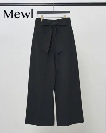 Mewl 뮬 뒷리본 와이드 팬츠 블랙