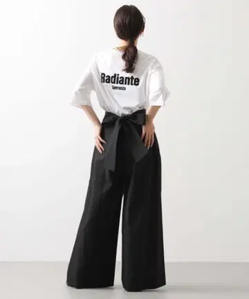 Mewl 뮬 뒷리본 와이드 팬츠 블랙