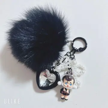 하트 모양 퍼 달린 키링