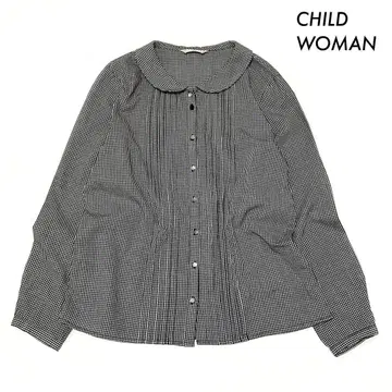 CHILD WOMAN 차일드우먼 깅엄 체크 패턴 긴팔 블라우스