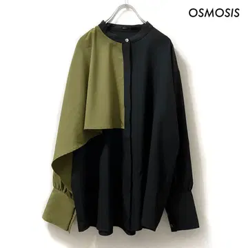 OSMOSIS 오즈모시스 배색 비대칭 블라우스 블랙