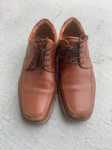 ECCO 브라운 가죽 캐주얼 슈즈 레이스업