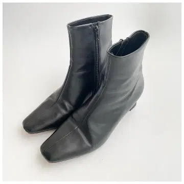 RANDA 허리 라인 힐 스퀘어 숏부츠 블랙 여성용 25.5cm