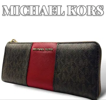 MICHAEL KORS 장지갑 브라운/레드