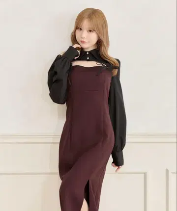 롱 슬리브 볼레로 블라우스