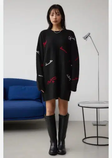 AZUL by MOUSSY 블랙 니트 M 사이즈 미니 원피스