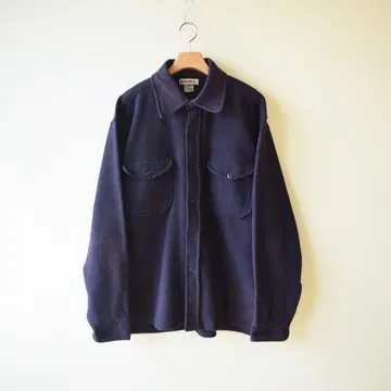 90s 00s BADGE 퍼플네이비 페이드 긴팔 플리스 셔츠 네이비