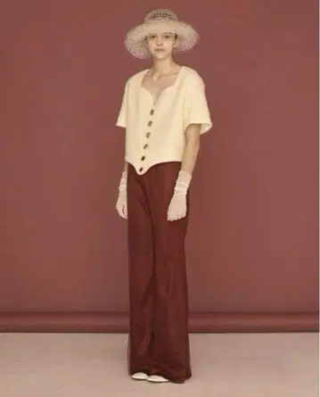 버건디 와이드 팬츠