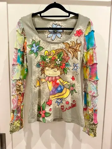 EL RODEO 꽃무늬 캐릭터 긴팔 T셔츠