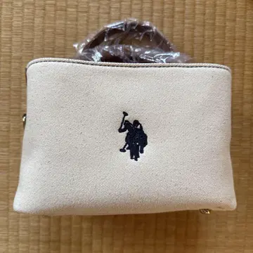 베이지 자수 로고 핸드백