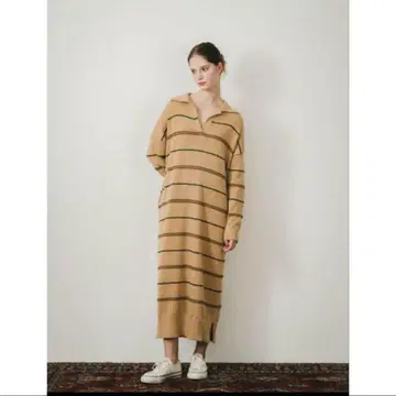 pinue 보더 니트 원피스 베이지