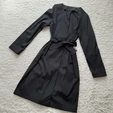 MARANI 노카라 코트 얇은 소재 이탈리아제 블랙 벨트 포함 L