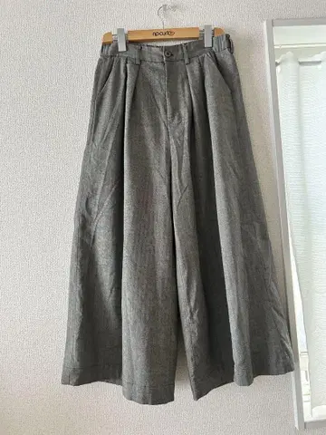 헤링본 무늬 그레이 와이드 팬츠