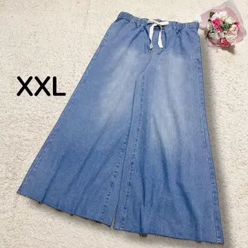 빅 사이즈 XXL 허리밴딩 이지 데님 와이드 배기 팬츠 컷오프