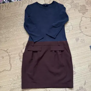 새상품급 루니 긴팔 원피스 네이비 브라운