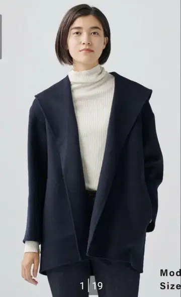 새상품급 플라스테 PLST 울 블렌드 리버 후드 코트 네이비