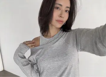 ALEXIA STAM 레이어드 롱 T셔츠 긴팔 롱T 그레이