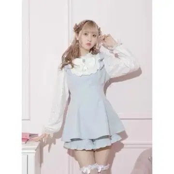 노에미 요크 프릴 백 레이스 셋업 색스 블루 NOEMIE