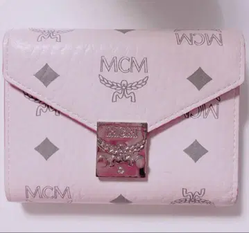 MCM 파우더 핑크 3단 폴더형 지갑