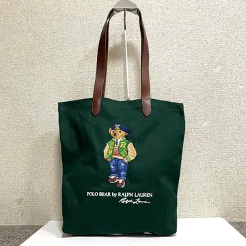 새상품 랄프 로렌 토트백 폴로베어 그린