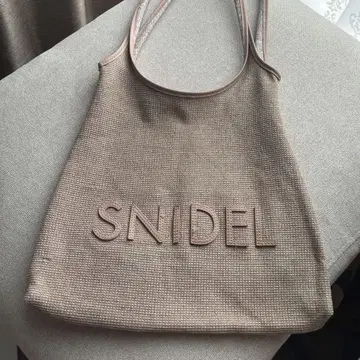 SNIDEL 핑크 베이지 로고 토트백