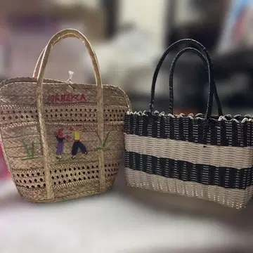 스스로 서는 카고백 2개 세트 짜임 바스켓 쇼핑백 완구 수납 에코