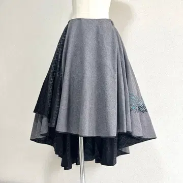 gouk 일본풍 패턴 자수 비대칭 스커트 버슬 피쉬테일