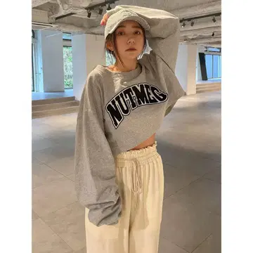 [SNIDEL] [NUTMEG] 크롭 롱 T셔츠/LIGHT GRAY
