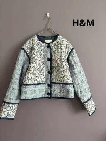 H&M 노카라 꽃무늬 퀼팅 자켓