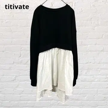 9911 titivate 티티베이트 도킹 튜닉 셔츠 블랙 화이트 M