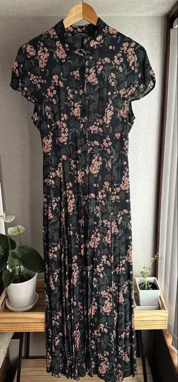 ZARA WOMAN 플라워 프린트 반팔 원피스 XS