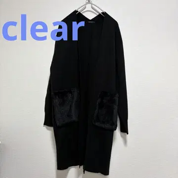 [ 새상품급 ] 클리어 퍼 니트 롱 가디건 블랙