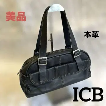 새상품급 ICB 아이씨비 천연 가죽 Y2K 가죽백 블랙 세미 숄더백