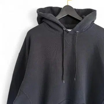 00s RUSSELL 무지 블랙 풀오버 후드티 U16