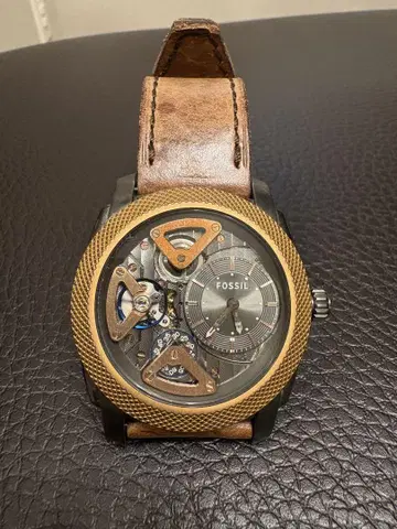 FOSSIL 자동 시계 골드 브라운
