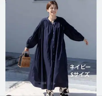 어반 리서치 도어즈 코튼 보일 개더 원피스 S 네이비