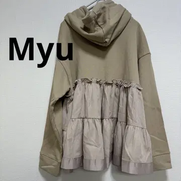[ 새상품 ] hina 콜라보 Myu 미유 백 프릴 티어드 후드티