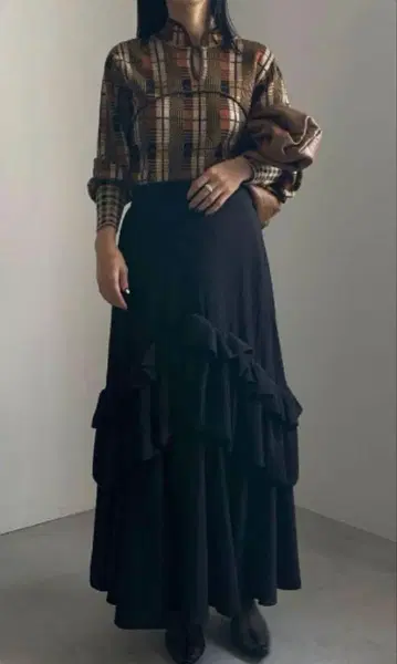 ameri vintage CREPE VOLUME GATHER SKIRT