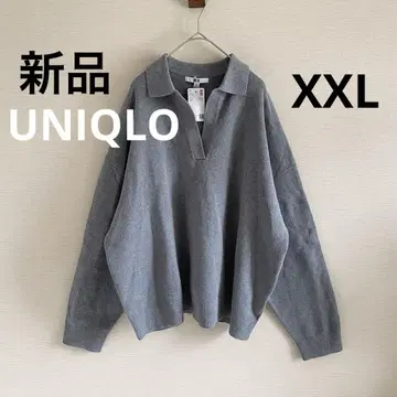 [ 새상품 ] 유니클로 스무스 코튼 릴랙스 폴로 스웨터 XXL 그레이