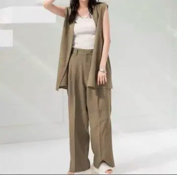 LOWRYSFARM 핫색 베스트 와이드 팬츠 셋업