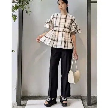 미라 오웬 자카드 개더 블라우스 팬츠 블라우스만