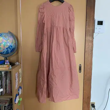 핑크 A라인 긴팔 원피스 Free size