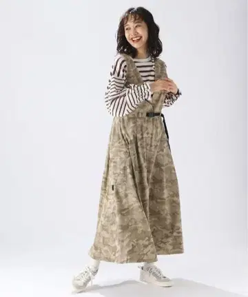 니코앤드 DOD(DOD) 콜라보 야도카리 오버롤 스커트 카모플라쥬