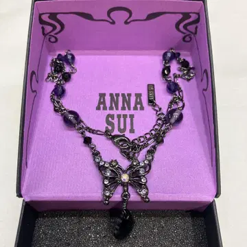 ANNA SUI 목걸이 버터플라이 보라색 박스 포함