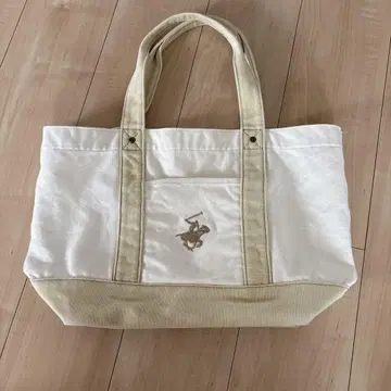 BEVERLY HILLS POLO CLUB 토트백 자수 로고 화이트