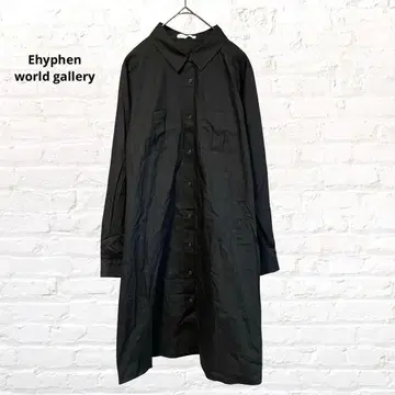 9776 하이픈월드 갤러리 롱 셔츠 원피스 블랙 루즈핏