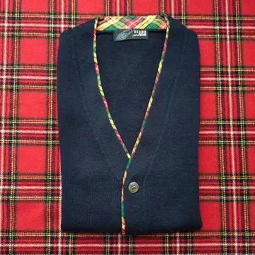 [ BEAMS ] 타탄 체크 절개 울 가디건