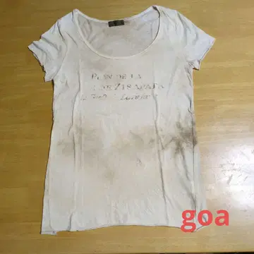 [새상품급] goa 도안 프린트 베이지 반팔 T셔츠 사이즈 F