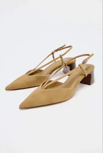 택 포함 새상품 ZARA 스플릿 스웨이드 스트랩 슬링백 슈즈