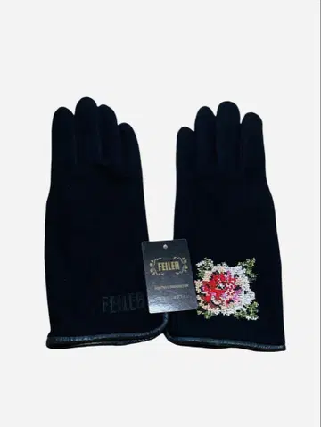 FELLER 꽃무늬 자수 장갑 블랙